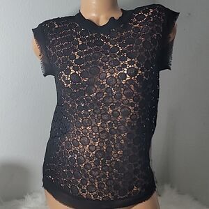 1683 EROS APPAREL Black Embroidered  Blouse Size Small